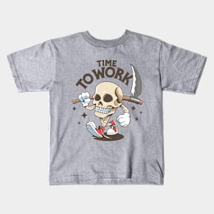 cute skull time to work Kids T-Shirt